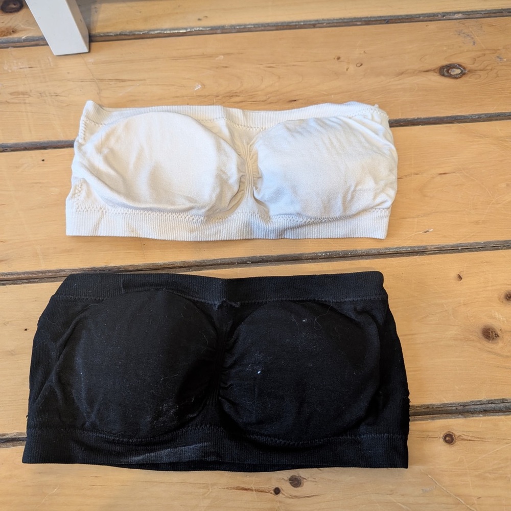 White and Black Bandeau Tops